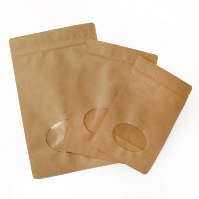 recyclable 500g stand up pouch ziplock kraft paper bag with Oval Window for food bag raspberry blueberry