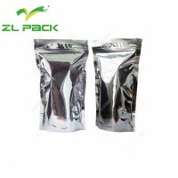 Silver aluminum foil bag matte finished ziplock stand up pouch plastic pouch sachet protein powder packing